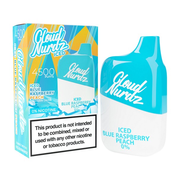 Cloud Nurdz 4500 Disposable 0% NICOTINE FREE - Iced Blue Raspberry Peach