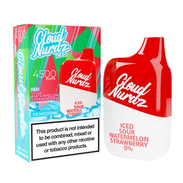 Cloud Nurdz 4500 Disposable 0% NICOTINE FREE - Iced Sour Watermelon Strawberry