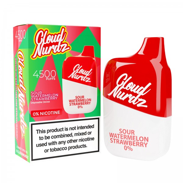 Cloud Nurdz 4500 Disposable 0% NICOTINE FREE - Sour Watermelon Strawberry