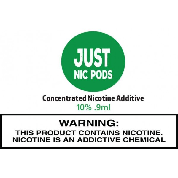 Just Nic Pods Nicotine - 0.9mL Concentrated Nic Solution 10% (10 Tubes Per Pack)