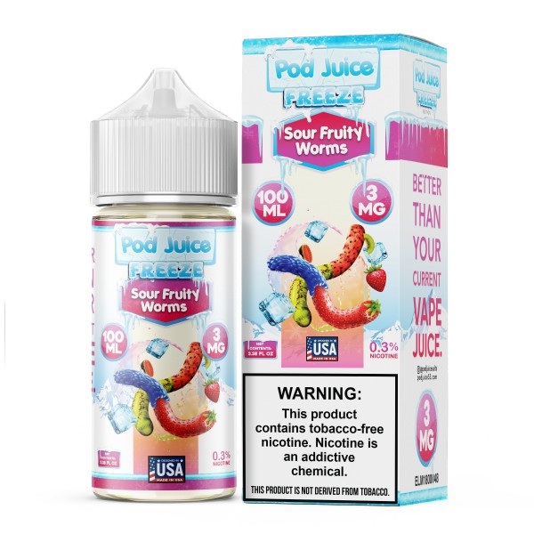 Pod Juice Synthetic - Sour Fruity Worms Freeze 100mL
