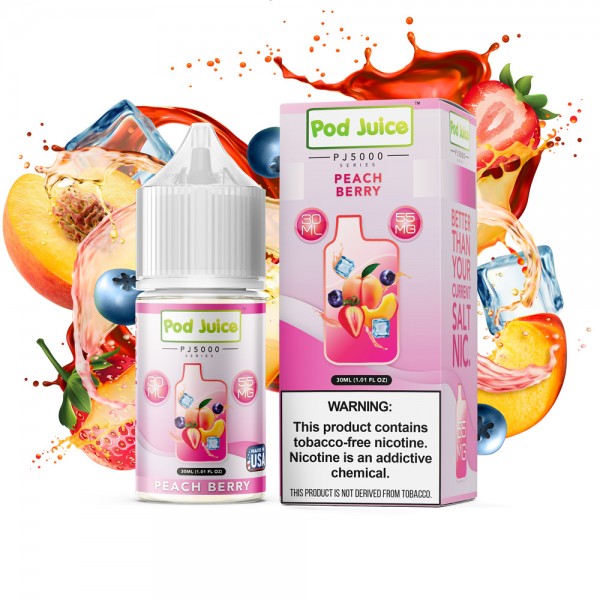 Pod Juice PJ 5000 Series Synthetic Salt - Peach Berry 30mL
