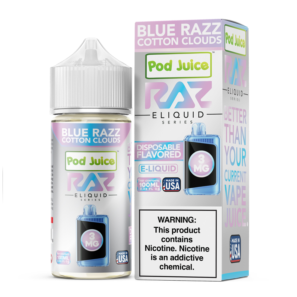 RAZ x Pod Juice Synthetic - Blue Razz Cotton Clouds 100mL