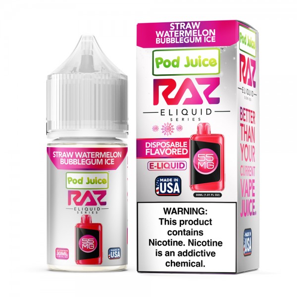 RAZ x Pod Juice Synthetic Salt - Straw Watermelon Bubblegum Ice 30mL