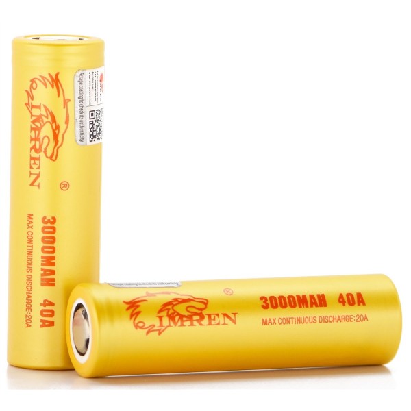 IMREN 18650 3000mAh 40A Batteries (2 pack)