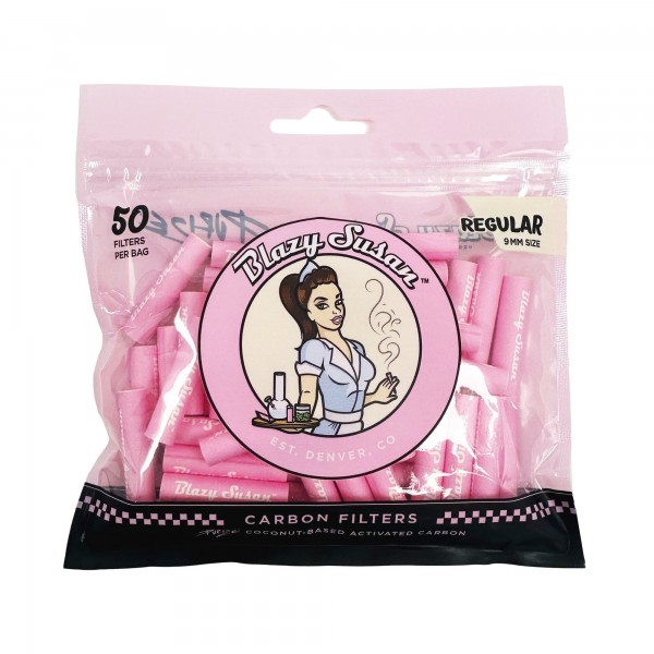 Blazy Susan x Purize Charcoal Activated Filter Tips | Regular Size | Pink 50CT Bag