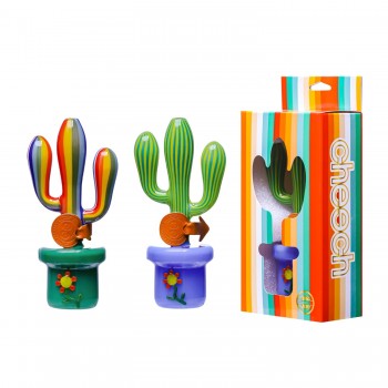 Cheech Glass Rainbow Cactus Pot Hand Pipe