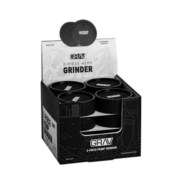 GRAV 2pc Hemp Plastic Grinder POP Display Box 16CT