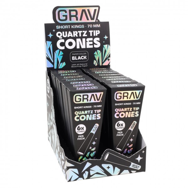 GRAV Short Kings 70mm Quartz Tip Cones POP Display Box 16CT