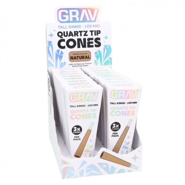 GRAV Tall Kings 109mm Quartz Tip Cones POP Display Box 16CT