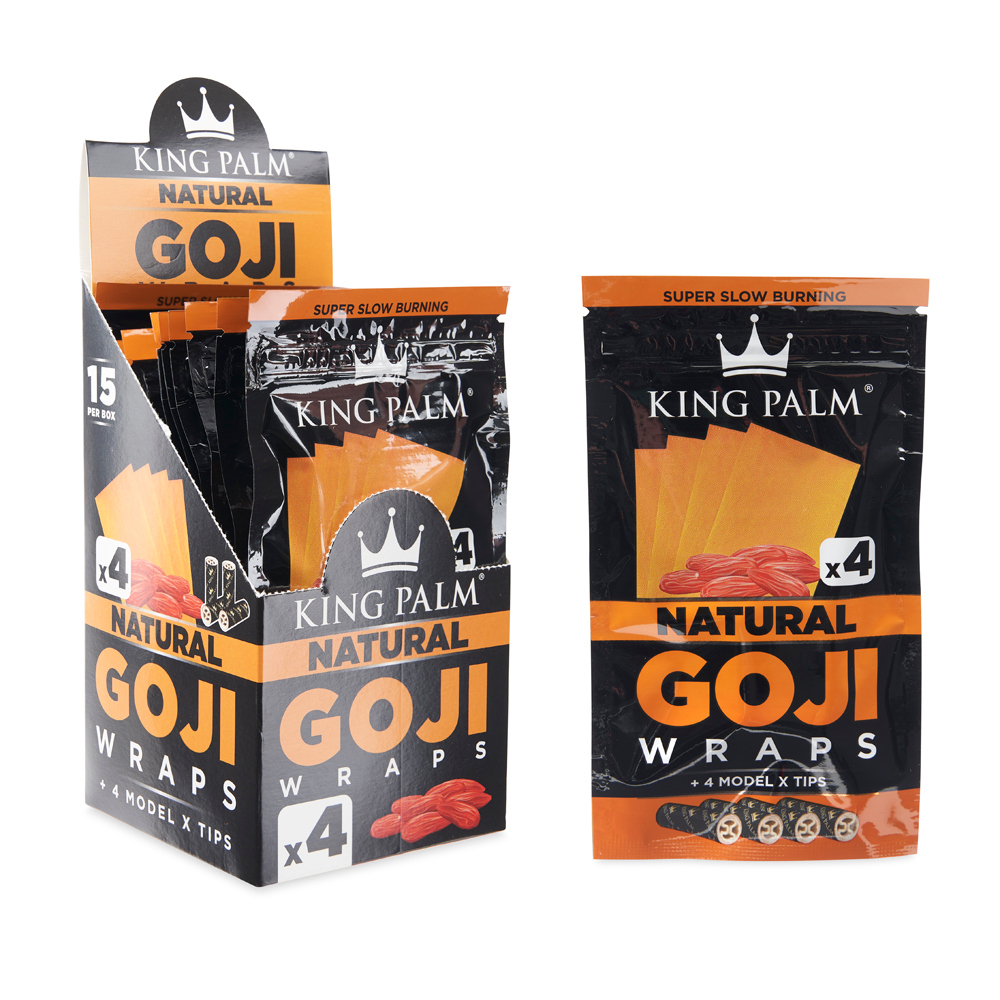 King Palm Goji Wraps 4pk w/ Tips Display 15CT, thc, , dry herb, flower ...