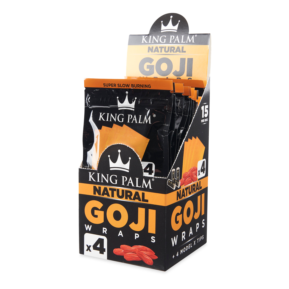 King Palm Goji Wraps 4pk w/ Tips Display 15CT, thc, , dry herb, flower ...