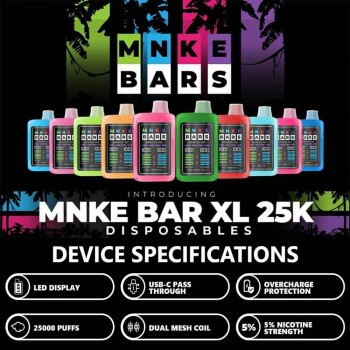 MNKE Bars XL 25K Disposable 5% (Display Box of 5) (Master Case of 200)