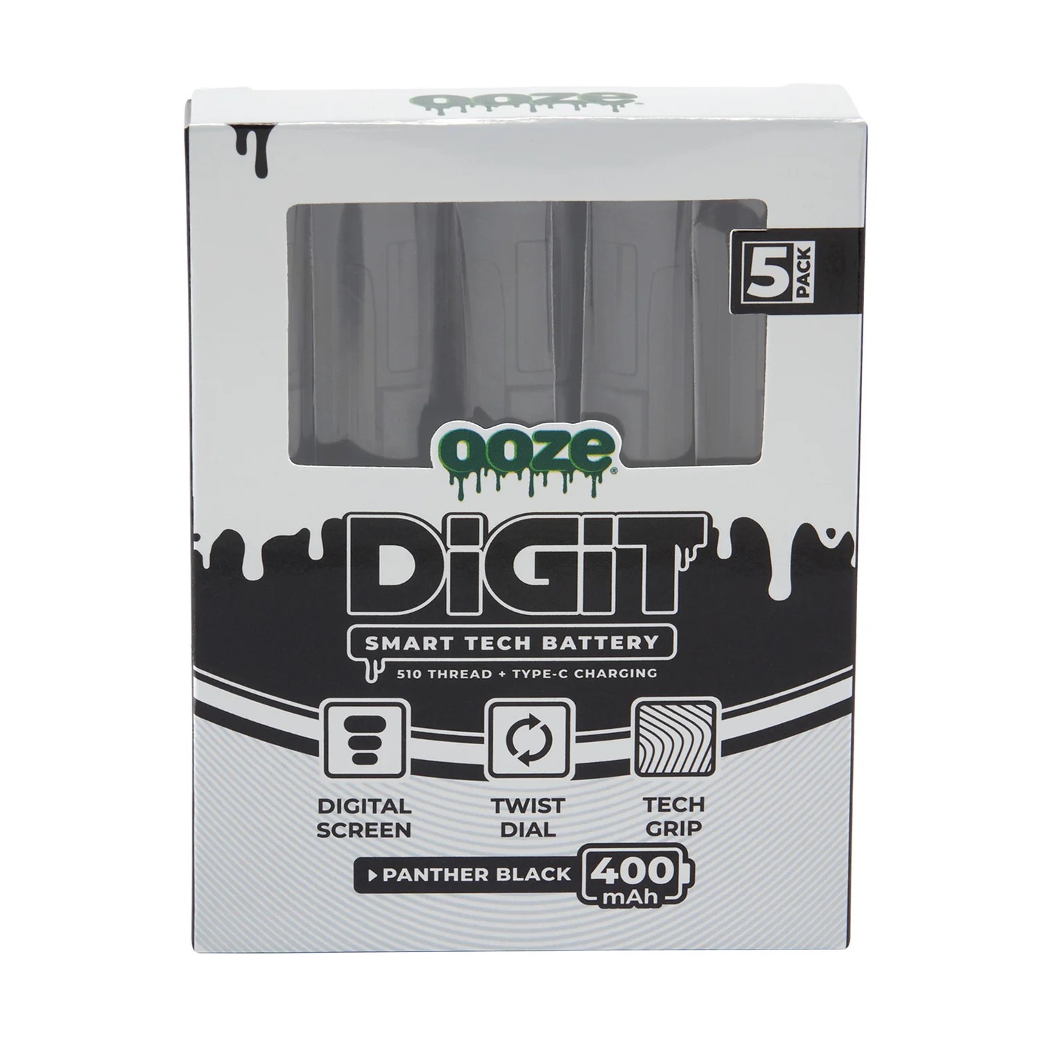 OOZE Digit Smart Tech 400mAh Batteries 5pk, ooze life, thc, wax, dab ...