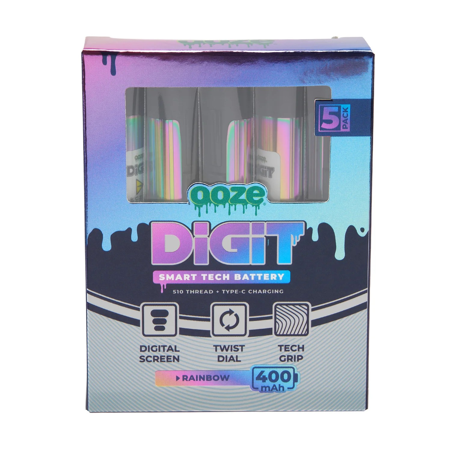 OOZE Digit Smart Tech 400mAh Batteries 5pk, ooze life, thc, wax, dab ...