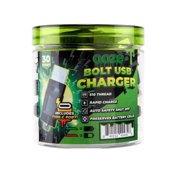 OOZE Bolt USB Chargers 30CT - Black