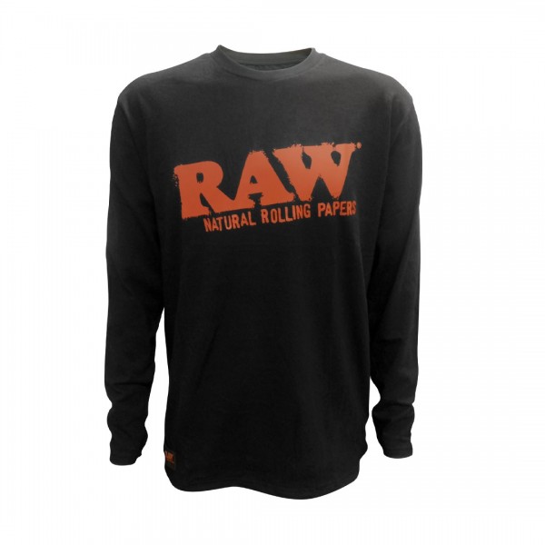 RAW Long Sleeve Crewneck Shirt - Black w/ Red Logo