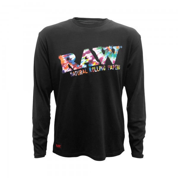 RAW Long Sleeve Crewneck Shirt - Black w/ Tie Dye Logo
