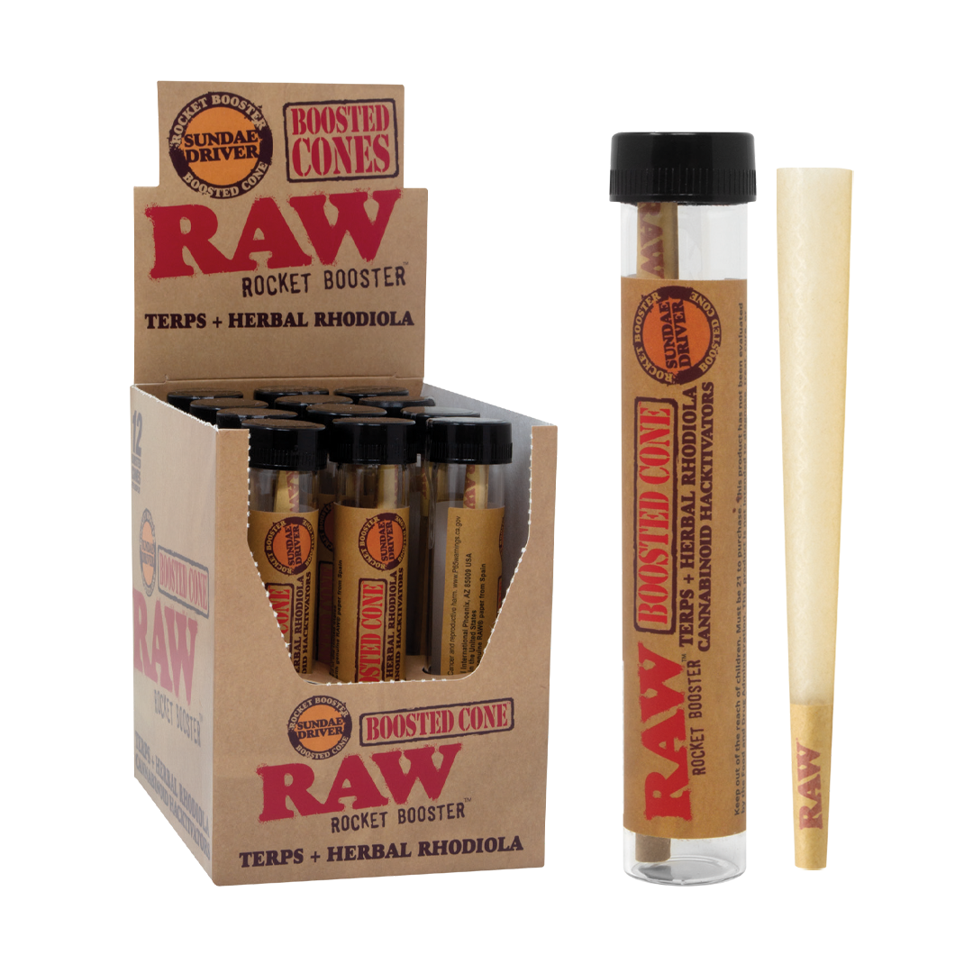 RAW Rocket Booster Infused Cones Display 12CT, thc, , dry herb, flower ...