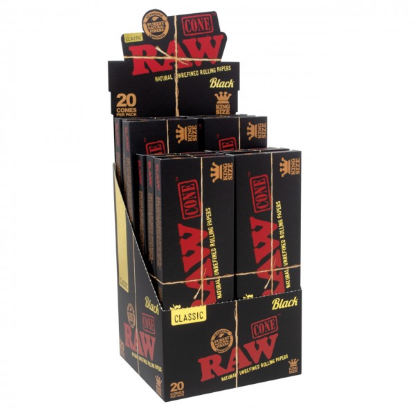 RAW Classic Black King Size Cones Display Box 12CT