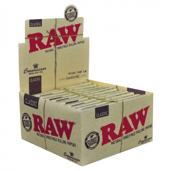 RAW Classic Connoisseur King Size Slim Rolling Papers Display Box 24CT