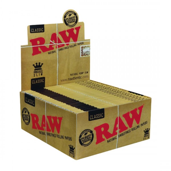 RAW Classic King Size Slim Rolling Papers Display Box 50CT