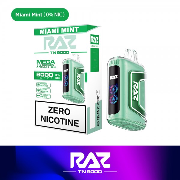 RAZ TN9000 Disposable 0% NICOTINE FREE - Miami Mint