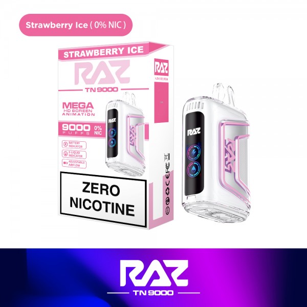 RAZ TN9000 Disposable 0% NICOTINE FREE - Strawberry Ice