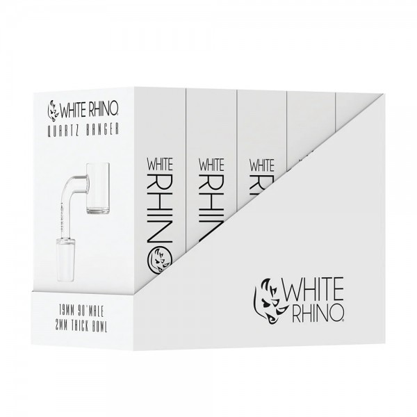White Rhino 19mm 90° Male Quartz Banger (2mm) Display 5CT 