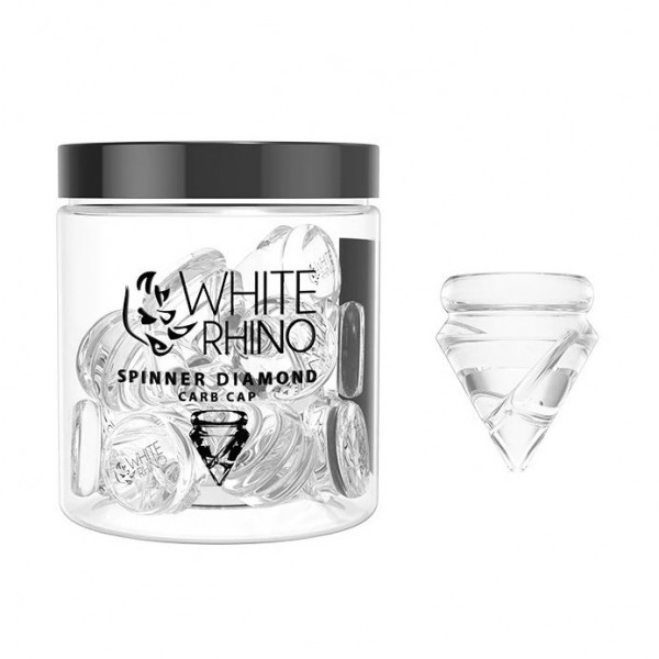 White Rhino Spinner Glass Diamond Carb Cap 15CT