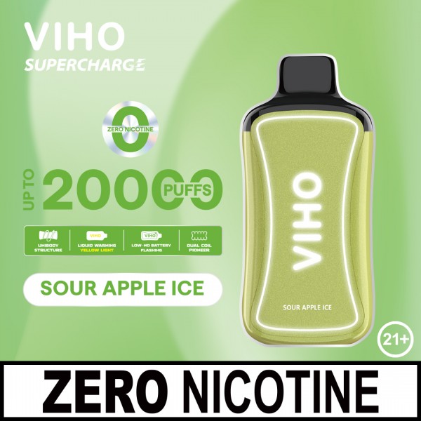 VIHO Supercharge 20K Disposable 0% NICOTINE FREE - Sour Apple Ice