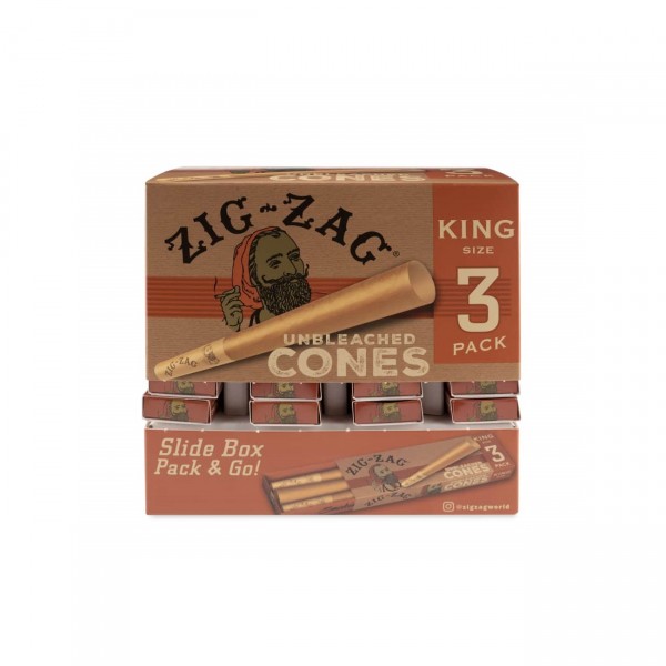 Zig-Zag Unbleached King Cones Promo Display 36CT