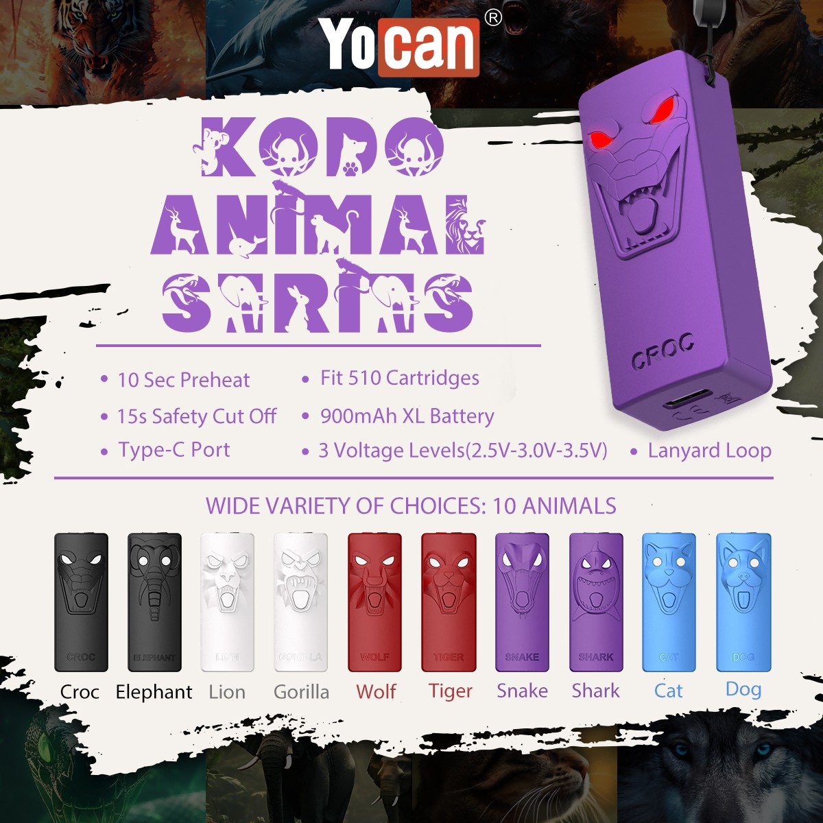 Yocan Kodo Animal Series Box Mod 10CT Display Box, animal series ...